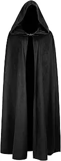 JPXH Medieval Cloak with Hood Renaissance Cape for Men and Women Halloween Costume
