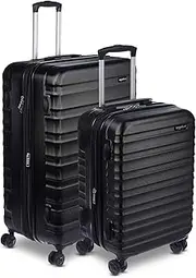 Amazon Basics Hardside Expandable Spinner Suitcase, Black, 2-piece (55cm, 78cm)
