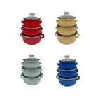 3 Pieces Enamel Cooking Pots Household Cookware for Induction Cookers Gas