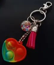 Star Bulb Rainbow Love Heart Figit Tassel Keychain Keyring Teen To Adult