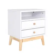 Bedside Tables Storage Cabinet Nightstand 2 Drawer Wood ANYA WHITE