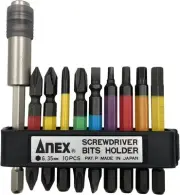 NEW ANEX ACMH9-E Color Bit Extension Holder Set of 9 + Holder