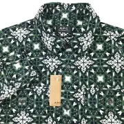 $330 APC Green Surchemise Leo Green & White Button Up Shirt Mens Size Small