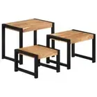 3pcs Set Solid Acacia Wood Nesting Coffee Table Lounge Sofa Lamp Side Storage