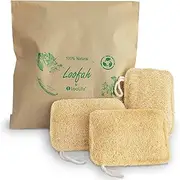 100% Natural Loofah Exfoliating Sponge (3 Pack) - Loofah Body Scrubber - Loofah Sponge - Organic Loofah - Exfoliating Body Sponge - Biodegradable Loofah - Bath Luffa Sponges - Loofah Pad
