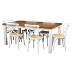 Divano Norah 7Pc Dining Set Table 180Cm Solid Acacia Wood White Crossback Chair