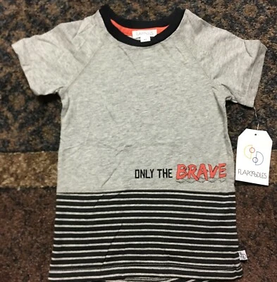 FLAPDOODLES UNISEX GRAY TODDLERS TOP 3T "ONLY THE BRAVE" NEW WITH TAGS!!!