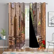 [DORCEV] Italian Style Curtains Street Scenery in a Provincial Town of Tuscan Old Courtyard Italy Cafe Chairs Blackout Window Curtains for Living Room Bedroom Kitchen Decor,42x84 inch，2 Panels
