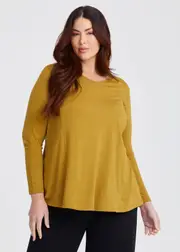 [Virtuelle] Taking Shape Wool Bamboo V-neck Top Size 26 in Chai TEA - Plus Size Women's Clothing Chai Tea