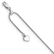 11 Inch Sterling Silver Rh-Plated Adjustable Snake Chain Anklet