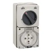 Clipsal CLI56C532GY 56 Series Switched Socket Surface IP66 5 Pin 32A 3PH Switchplug Combination - Grey