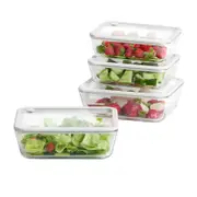Kitchen Pro Airlock Rectangular Glass Container Set 4pc