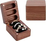 PH PandaHall Solid Wood Ring Box, 3 Slot Ring Box with Clasps and Black Velvet Inside Solid Ring Holder Rectangle Wooden Ring Case Box for Wedding Ceremony Engagement Birthday