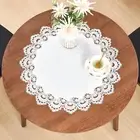Elegant White Lace Jacquard round Doily Tablecloth Table Topper Decoration Cover