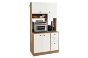 Giantex Storage Cabinet 3-Door Kitchen Pantry w/3 Drawers & 2 Adjustable Shelves Buffet Hutch Cupboard White & Natural