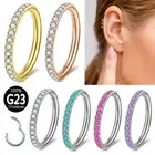 G23 Titanium Nose Ring Multi Zircon Hinge Septum Clicker Hoop Ear Body Piercing