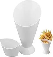 French Fry Holder and Sauce Holder Set,2 in 1 Fry Sauce Holder - Divided Popcorn Container Tableware Bowls Finger Food Cones for Family Hotel Cafe