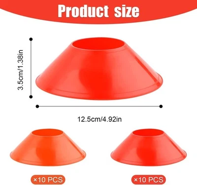 20pcs Soccer Cones for Training Flexible Agility Small Cones Sports Equipment