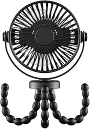 Black Mini Portable Baby Stroller Fan with Flexible Tripod