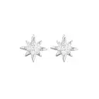 Sterling Silver Small Shiny CZ North Pole Star Stud Piercing Earrings