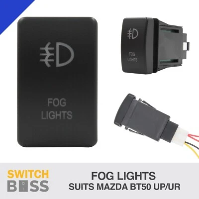 FOG LIGHTS - BLUE LED Push Switch Suit MAZDA BT50 UP UR Dash 2012-2020 (for: Mazda)