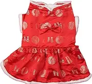 Dog Chinese New Year Costume, Dog Tang Dress Pets Knot Buttons Tang Suit Chinese Style Winter Coat Pet Clothes Fit for Puppies Teddy Bichon Small Dogs，Dog New Year Costume (S)