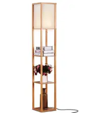 BRIGHTECH Maxwell Wood LED Shelf Floor Lamp