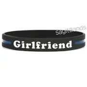 1 Girlfriend Thin Blue Line Wristband - Quality Debossed Color Filled Bracelet