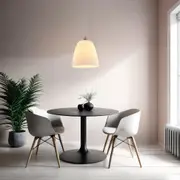 Lux industrial Pendant Light Curved in Brushed Chrome and Opal White Glass Eurotech - VP343