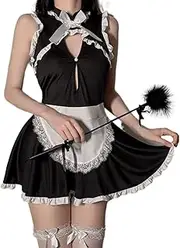 [JINZIJINYU] Babydoll for Women Sexy Provocative Temptation Hollow Out Breasts Slit Nightdress Maid Free Uniform Suit
