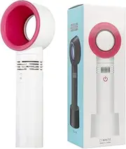 Portable Handheld Cooling Bladeless Fan USB Mini Fan Desktop Rechargeable Quiet 3 Gear (White)