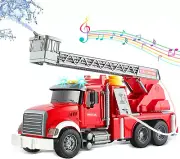 Large Fire Truck Toy, Friction Powered Fire Rescue Truck Vehicle Toy with Lights