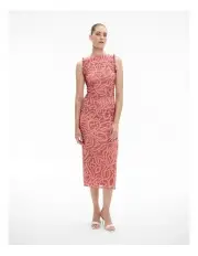 [Witchery] Mesh Ruffle Dress in Rosewood Print