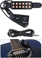 TraderPlus 12 SoundHole Guitar Pickup Acoustic Electric Transducer for Acoustic Guitar Magnetic Preamp with Tone and Volume Control, Cable Length 10 ft