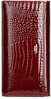 [GHUHUALX] Women's Wallets Stylish Genuine Leather Women's Tri-Fold Wallet - Slim & Multi-Color Card Holder Clutch Purse, Burgundy, Work