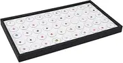 Ikee Design White Foam Gem Jars Showcase Stackable Display Tray for Collectibles, Home Organization Storage Box with 50 Gemstones and Bead Storage Jars, White Foam/Black Tray
