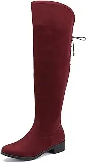 [EETTARO] Women's Over The Knee Boot Fashion Lace Up Tight High Boots Side Zip Block Heel Riding Booties