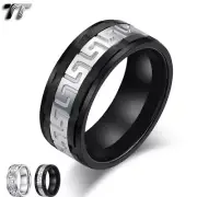 TT 9mm Stainless Steel Spin Greek Key Spinner Band Ring (R425) NEW