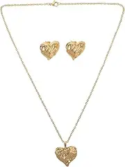 [LIFKOME] Elegant Women's Jewelry Set Geometric Heart Earrings Necklace for Occasions