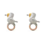 2x The Peanutshell Toucan Wood Ring Teether 13cm Baby Teething Animal Toy GRY 0+