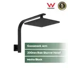 WELS Rain Shower Head and Gooseneck Shower Arm Set Matte Black Square Wall Mount