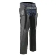 Milwaukee Leather Men's Black Premium Leather Motorcycle Riders Chaps w/ Slash