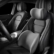 Car Headrest & Lumbar Support Cushion, Ergonomic Car Seat Headrest, Memory Foam Car Seat Headrest and Lumbar Support Cushion for Neck and Back Pain Relief (Grey)