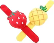 SHOWERORO 2Pcs Plush Stuffed Fruit Snap Bracelets Slap Wrist Bands for Adults Fun Pineapple Strawberry Party Favors Vibrant Fruit Design for Playtime and Celebrations