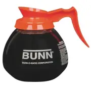 Bunn Glass 12 Cup Coffee Decanter with Orange Handle, 64 Ounce, 3 Per Case