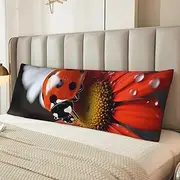 Ladybug Daisy Body Pillow Cover Ultra Soft Microfiber Pillowcases Breathable Long Pillow Case Fuzzy Bed Pillow Protector with Zipper Full Body Pillowcase 20x54 Inches