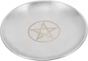 SOLUSTRE Pentagram Decorative Candle Plate Stainless Steel Storage Tray for Altar Ceremonies Tray with Elegant Design for Home Decor and Religious Use