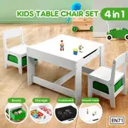 Kidbot Childrens Lego Table and Chair Set 2 in 1 with Chalkboard Wooden Kids Multifunctional Desk Activity Play Centre