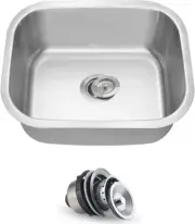 18X16 Inch Undermount 18 Gauge Single Bowl Stainless Steel Kitchen Sink with Str