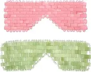 2 Pcs Jade Eye Mask Rose Quartz Crystal Sleep Masks Cooling Eye Mask for Puffiness Light Green Jade Stone Eye Mask for Alleviate Puffiness Massage Relax Wrinkles Relieve Migraine Meditation Beauty